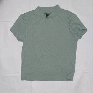 SHEIN Light Sage Mock Turtleneck Short Sleeve US6